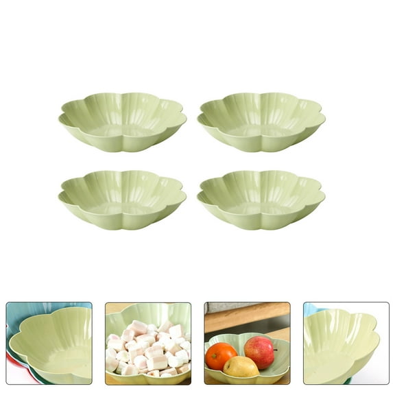 MERRYHAPY 4Pcs Light Green Flower Shaped Food Platter Plastic For Households And Festivals