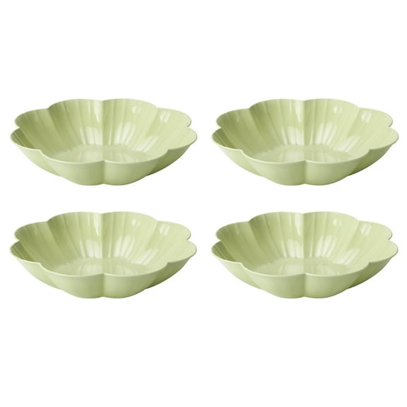 MERRYHAPY 4Pcs Salad Plate Premium Plastic Light Green Snack Tray for Food Storage