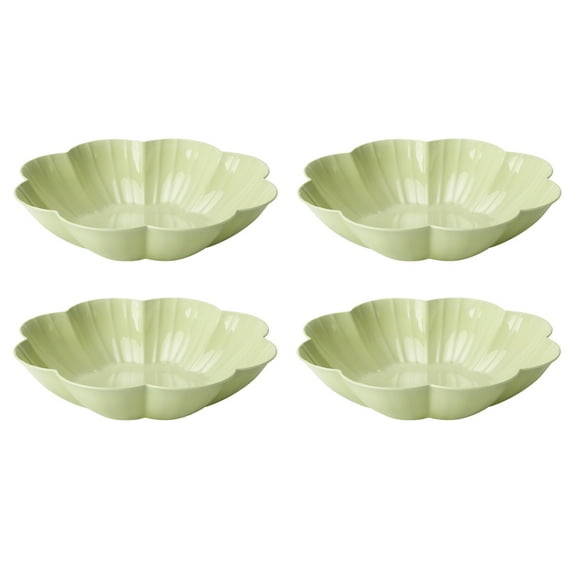 MERRYHAPY 4Pcs Salad Plate Light Green Sturdy Food Grade Plastic Home Tableware