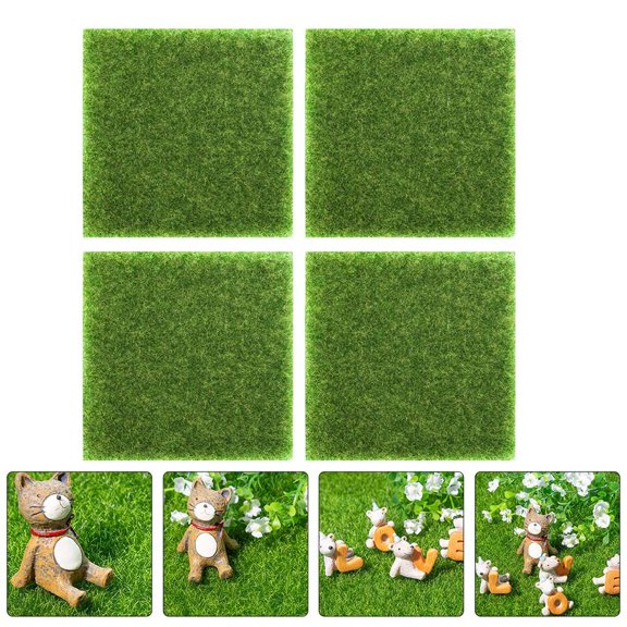 MERRYHAPY 4Pcs Artificial Grass Cushions Green Turf Simulation for Landscape Outdoor Decor