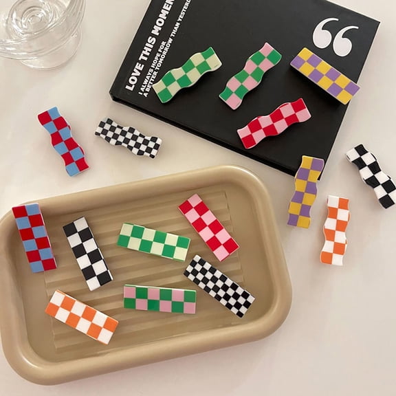 MERRYHAPY 4Pcs Wave Plaid Hair Clips Assorted Colors Resin Hairpins for Elegant Styling