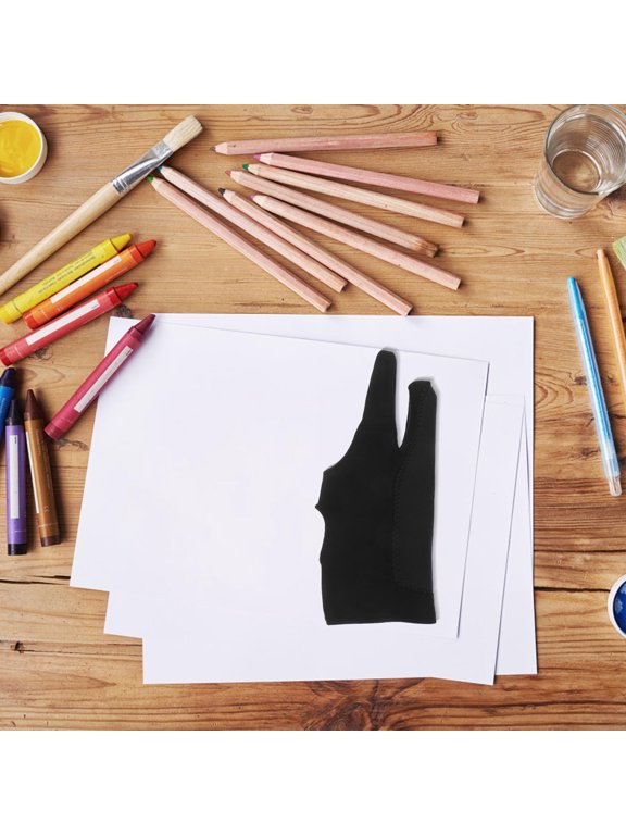 4pcs Two-finger Drawing Glove for Artists, Dark Textile, Lightweight