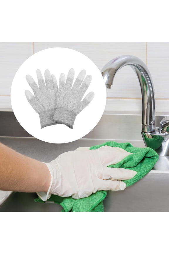 Electrostatic Gloves Fingertip Coated Grey Polyurethane 5 Pairs