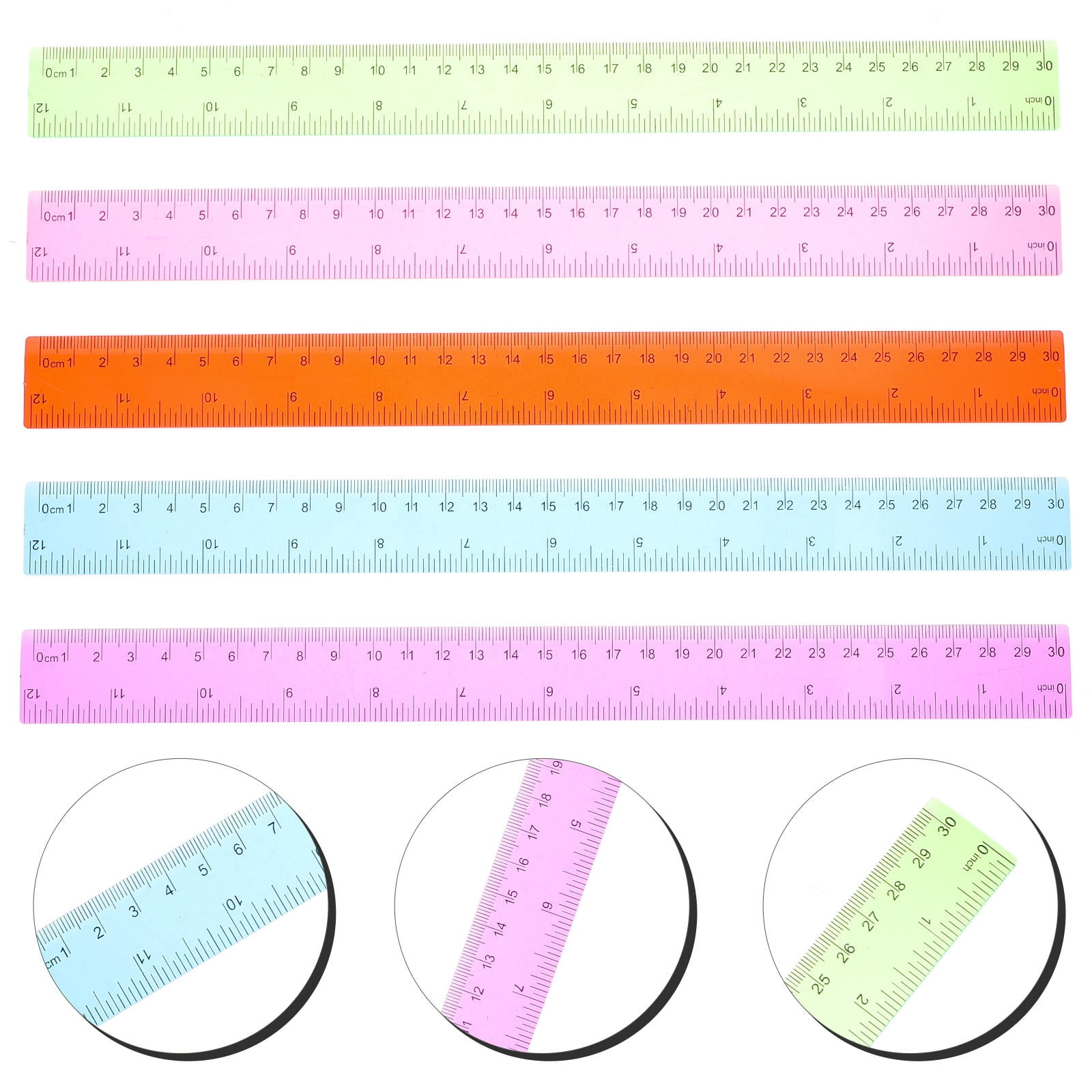 MERRYHAPY  5 Pcs Rulers Bulk for Classroom Straight Edge Student