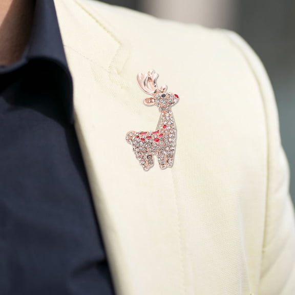 MERRYHAPY 5-Piece Christmas Elk Brooch Pin Set, Alloy Holiday Pins for Clothing, Festive Accessories and Decorations