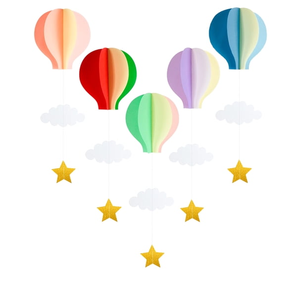 MERRYHAPY 5Pcs Hot Air Balloon for Party Paper Festive Style Decorative Ceiling Ornaments for Birthday