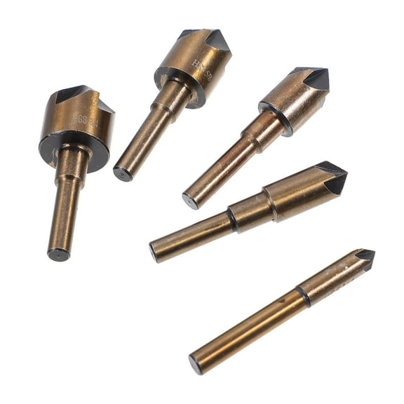 MERRYHAPY 5Pcs Metal Countersink Drill Bit Set Chamfer and Deburring Tool for Wood and Plastic Use