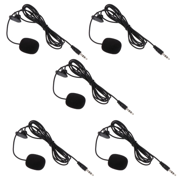 MERRYHAPY Black PVC Clip-On Microphone 5-Pack for Live Streaming, Interviews, and Easy Audio Recording