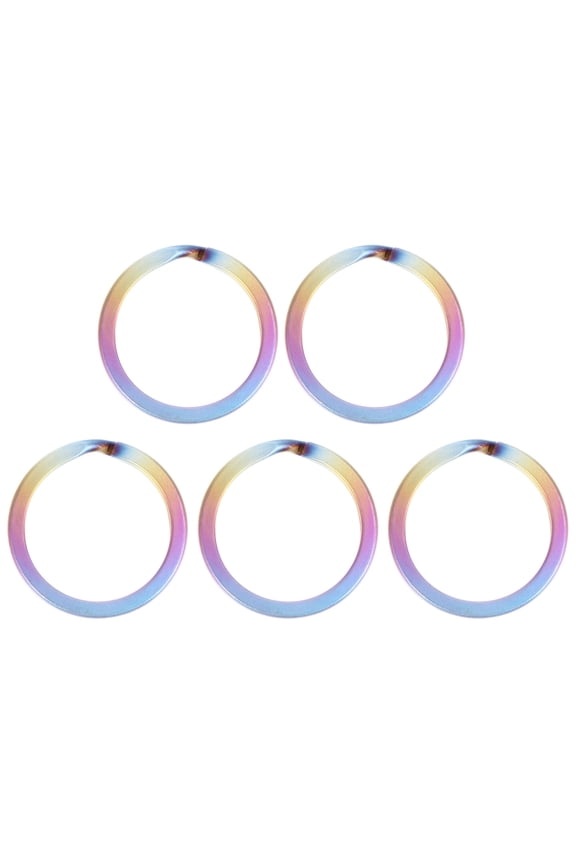 5Pcs Titanium Alloy Key Multi-Color Round Flat Split for Keys and Pendant Accessories