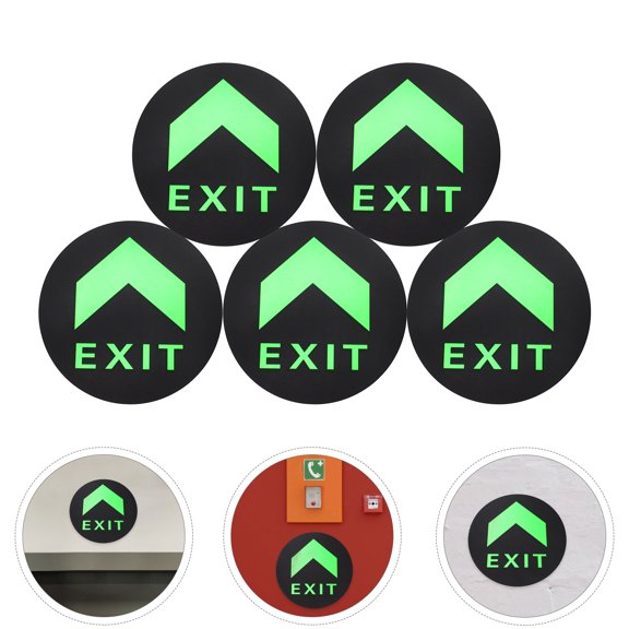 MERRYHAPY 5Pcs Green Glow Exit Decals Sticky Floor Guide for Safety and Fast Evacuation