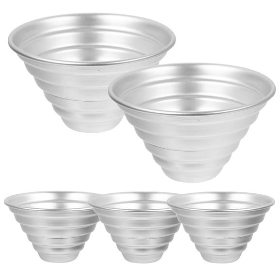MERRYHAPY 5Pcs Aluminum Alloy Pudding Mold Set Nonstick Cake Baking Pan for Home and Restaurant Use