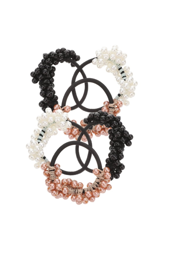 6Pcs Beaded Hair Ties Elastic Hair Bands for Women Girls, Stylish Hair Accessories for Special Occasions