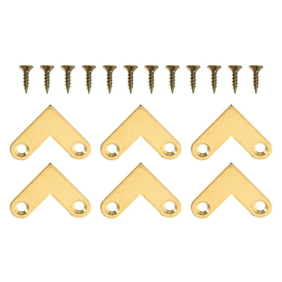 MERRYHAPY 6Pcs Corner Brace Bracket L Shape Brass for Furniture Connection Chic Style
