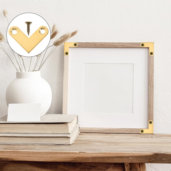 MERRYHAPY 6Pcs Sturdy Brass Flat Corner Brackets for Photo Frames Jewelry Boxes