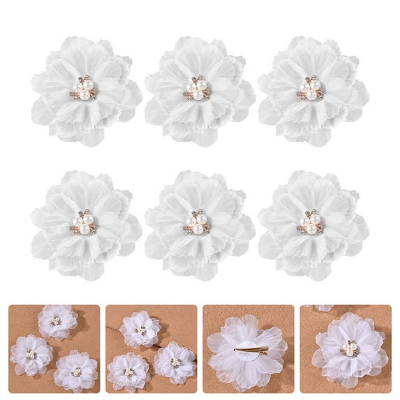 MERRYHAPY Beautiful Floral Design Hair Clips White Cloth for Elegant Decor