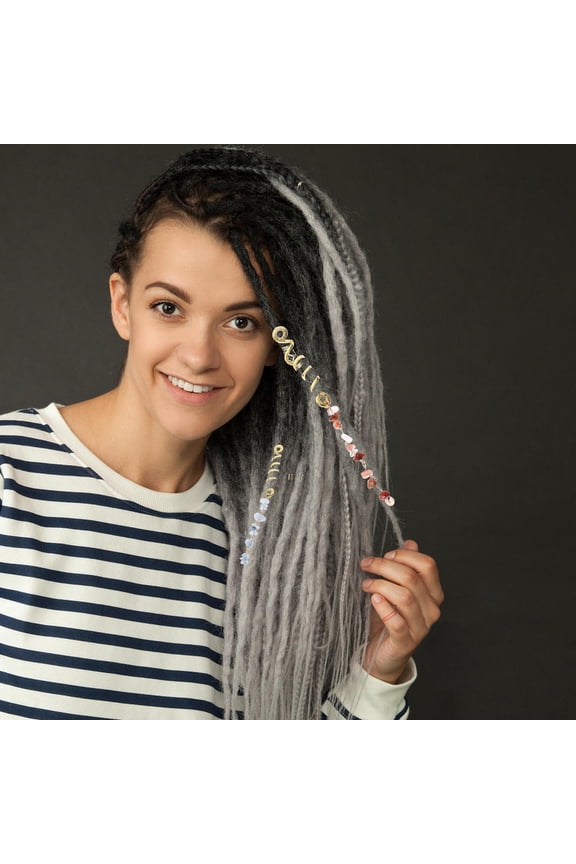 6Pcs Natural Stone Dreadlock Cuffs Hair Jewelry Accessories for Braids and