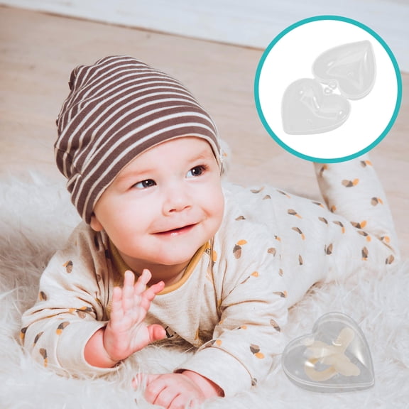 MERRYHAPPY 6-Pack Portable Pacifier Organizer Box Transparent PP Heart Design for Parents Everyday Use and Travel