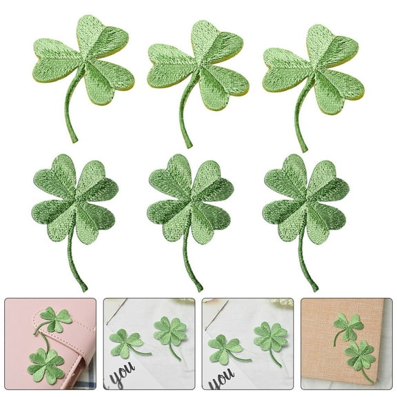 MERRYHAPY Shamrock Embroidered Patches for Clothing Decoration, 6 Pieces Lucky Iron-On Appliques