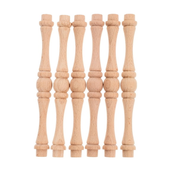 MERRYHAPY 6pcs Unpainted Hardwood Stair Round Wooden Balusters for Staircase and Crafts Home Decor