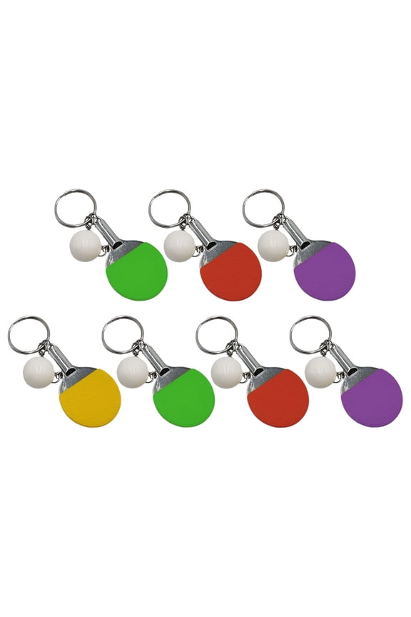 7Pcs Table Tennis Racket Keychain for Key Pendant and Ornament in 2.55X1.49X0.59in Size