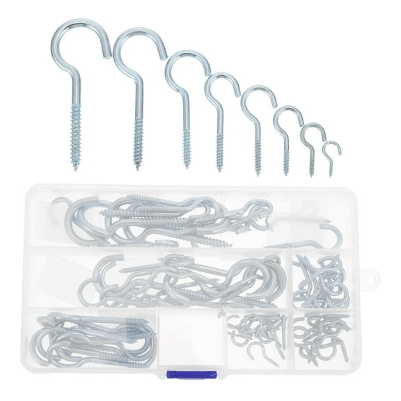 MERRYHAPY Galvanized Carbon Steel Cup Screw Hooks Set for Light-Duty Use, Finish Hardware for Home and Projects