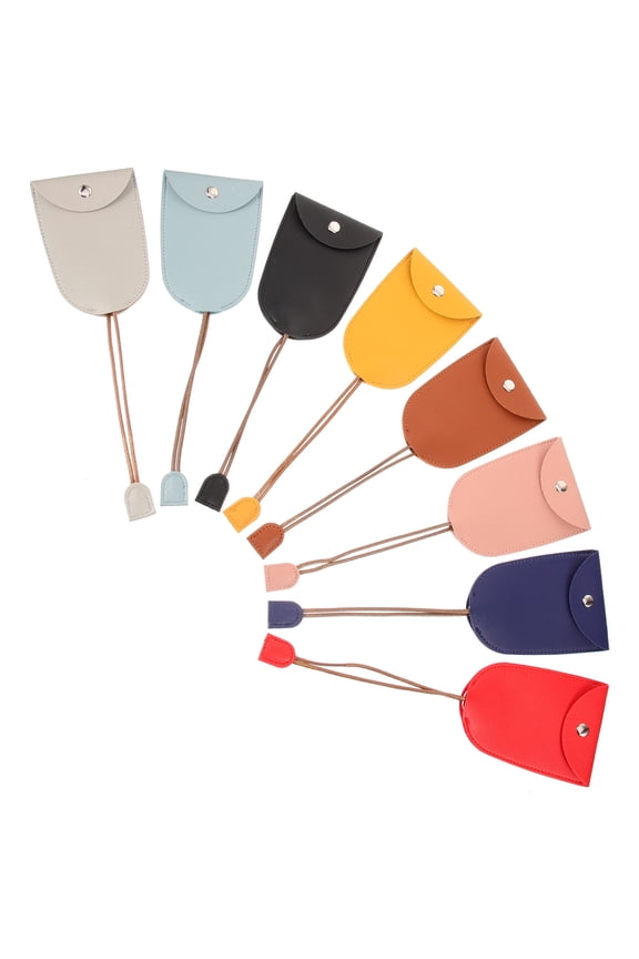 8Pcs Portable PU Key Bag with Pull Out Design Cute Car Key Case Assorted Colors