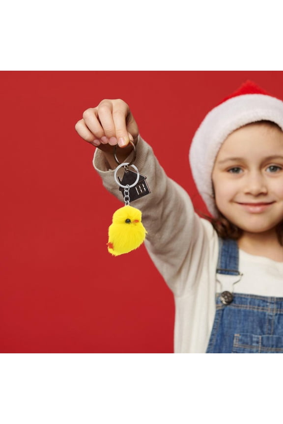 8Pcs Cute Yellow Chick Plush Keychains Soft Chicken Keyrings for Bags Car Keys Accessories