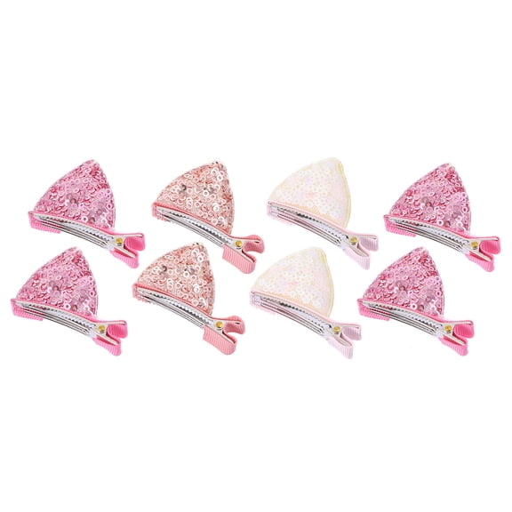 MERRYHAPY 8Pcs Cat Ear Hairpin Sequins Barrette Assorted Color Cute Animal Ear Hair Clip