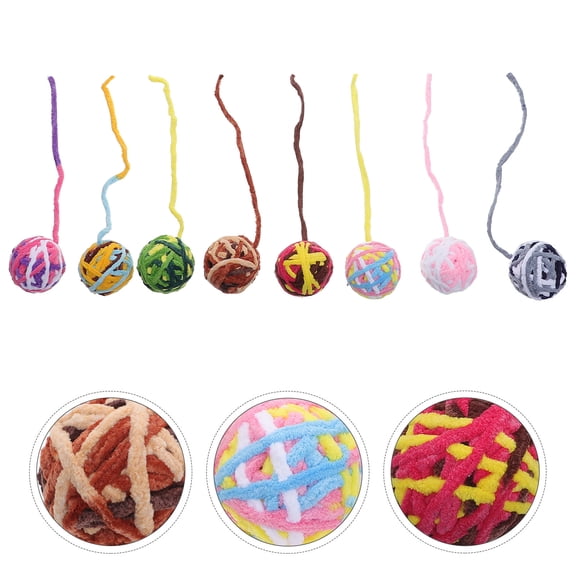 MERRYHAPY 8-Piece Wool Yarn Cat Toys Set with Assorted Colors for Daily Fun, Playtime, and Pet Stimulation