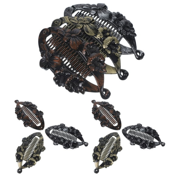 MERRYHAPY 9-Piece Banana Hair Clips Set with Retro Flower Design, Assorted Colors, and Stylish Hair Accessories