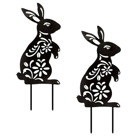 MERRYHAPY Acrylic Garden Rabbit Stake for Country Garden and Yard Decor 2Pcs 11.4x5.3in