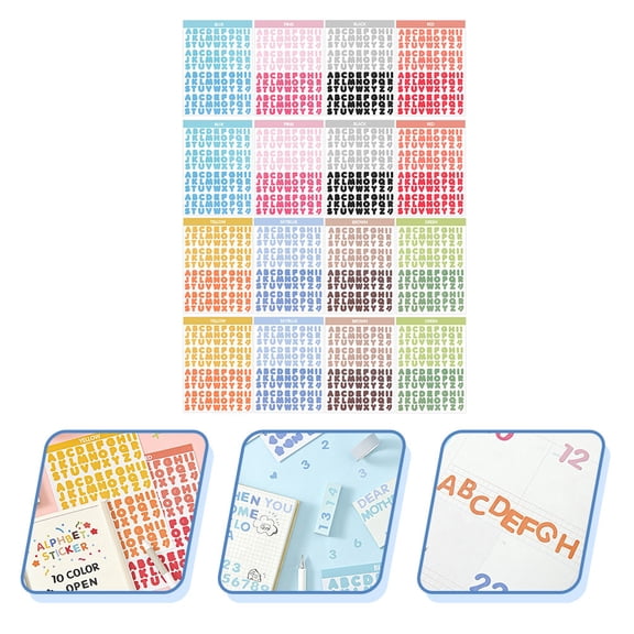 MERRYHAPY Alphabet Decals 16 Sheets Alphabet Stickers Adhesive Letters for Crafts, Scrapbooking, and Kids Learning