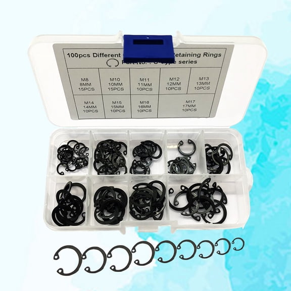 MERRYHAPY Automotive Circlip Kit with 9 Sizes Spring Steel Retaining Black Finish
