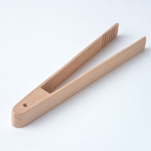 MERRYHAPY Kitchen Toaster Tongs with Ergonomic Natural Wood Handle, 1 Piece Cooking Tool for Easy Toast Handling