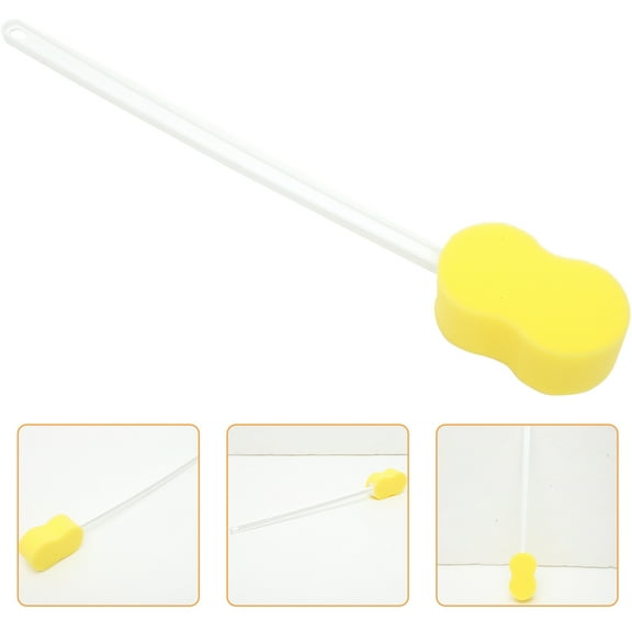 MERRYHAPY Bath Sponge Cleaner With Handle Yellow 1Pack