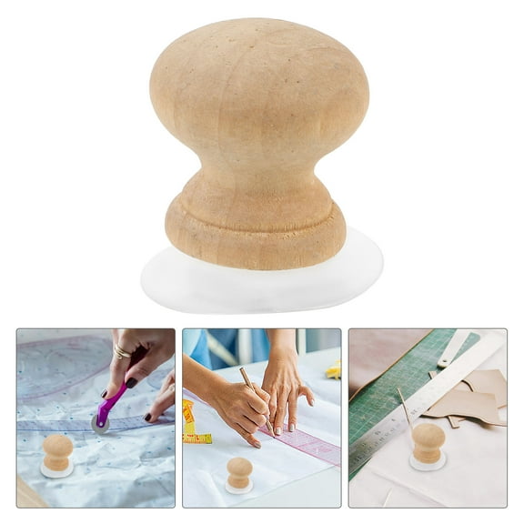 MERRYHAPY Beige Wood Handle Quilting Ruler Tool for Secure and Accurate Fabric Measuring and Crafting