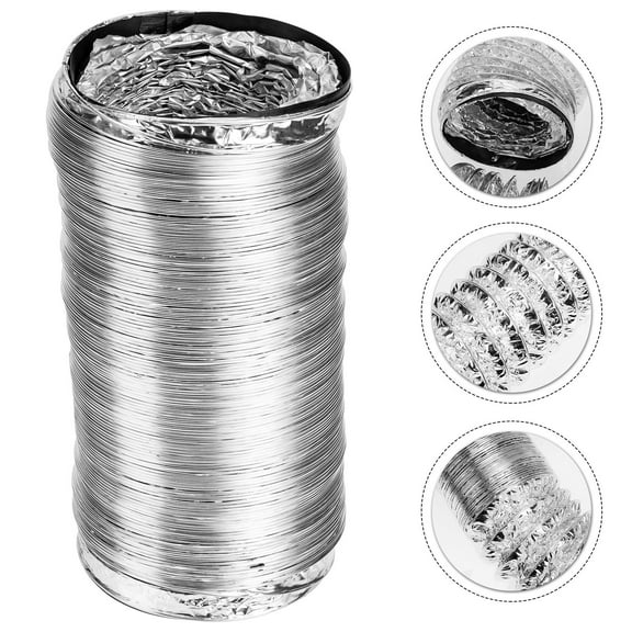 MERRYHAPY Bendable Exhaust Duct Aluminum Foil Silver Thermal Insulation Hose 1Pcs