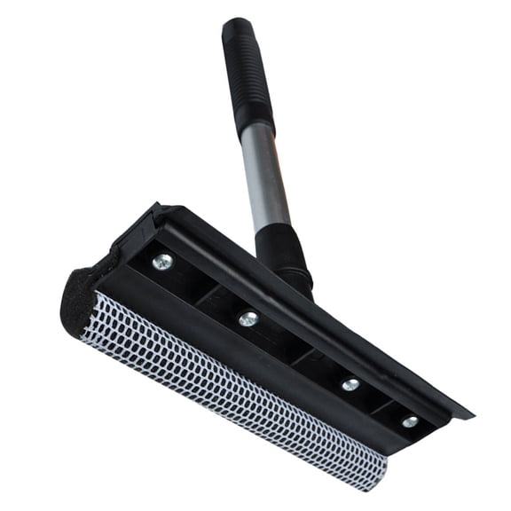 MERRYHAPY Black Window Washing Squeegee with Microfiber Scrubber and Rubber Strip for Home and Car Cleaning