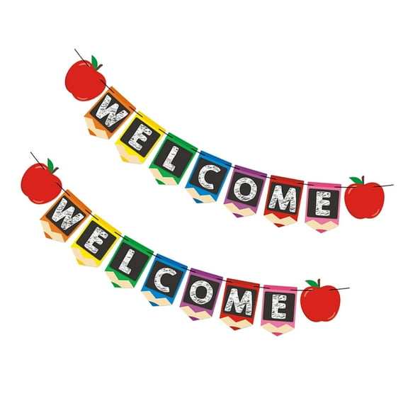 MERRYHAPY Bunting Banner 2Pcs Welcome Banners Assorted Color Paper For School Season Party And Classroom Decorations