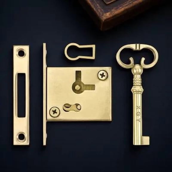 MERRYHAPY Copper Cabinet Lock for Security Use, 1 Piece Golden Finish, and