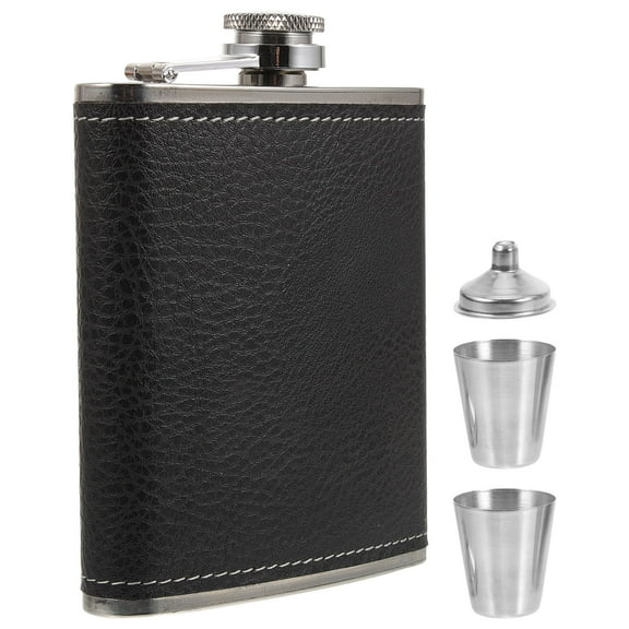 MERRYHAPY Lightweight Stainless Steel Hip Flask Portable Leak Proof Liquor Bottle Black for Travel Outdoor
