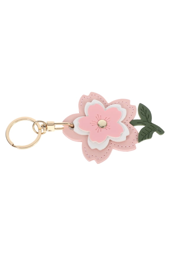 Cherry Blossom Keychain Protective Case PU Alloy Stylish Bag Charm Accessory