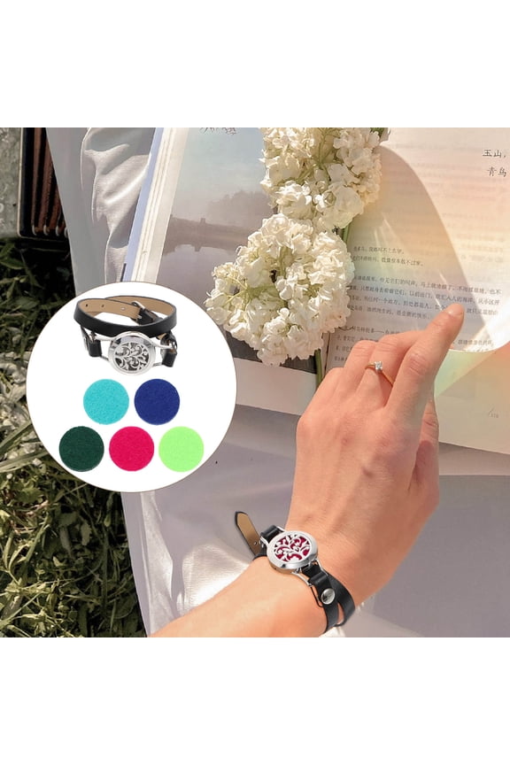 Stainless Steel Fragrance Bracelet Black Stylish Aromatherapy Diffuser for Everyday Wear 1 Set