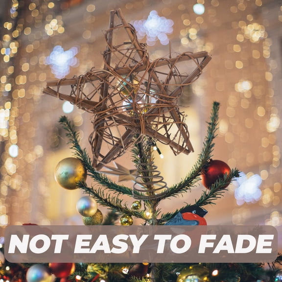 MERRYHAPY Wooden Five-Pointed Star Christmas Tree Topper for Rustic Holiday Decoration and Festive Home Decor
