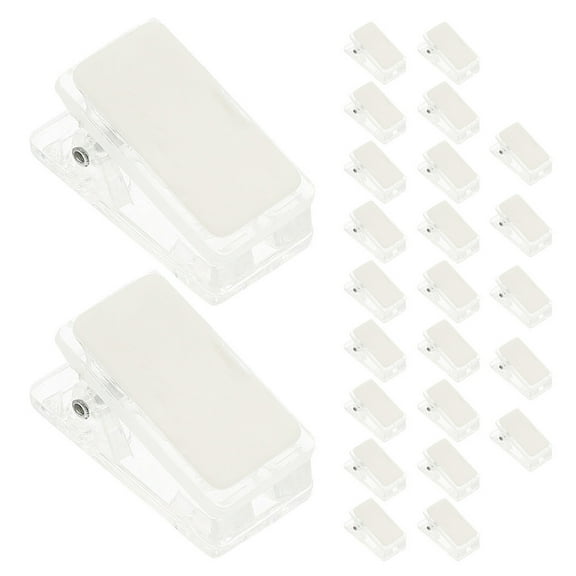 MERRYHAPY 35Pcs Plastic Adhesive Badge Clips with Straps Transparent Id Card Holders for Work and Name Tags