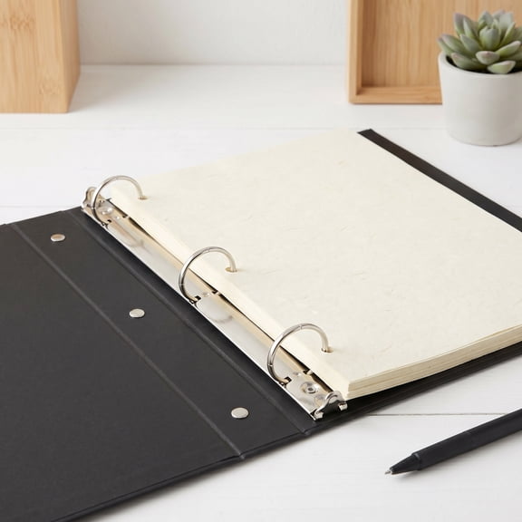 MERRYHAPY Black A4 Binder with Kraft Paper Cover for Home Use, Document Organizer to Protect Important Papers