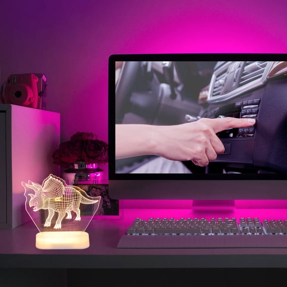 MERRYHAPY Dinosaur LED Night Light White Plastic Kids Room Decor Soft Glow 1 Piece