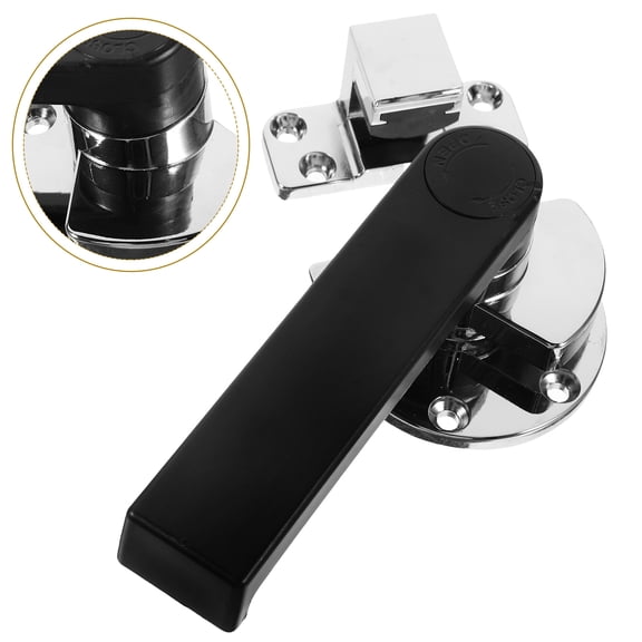 MERRYHAPY 1Set Zinc Alloy Freezer Door Latch with Lock Heavy Duty Black Handle for Home Use