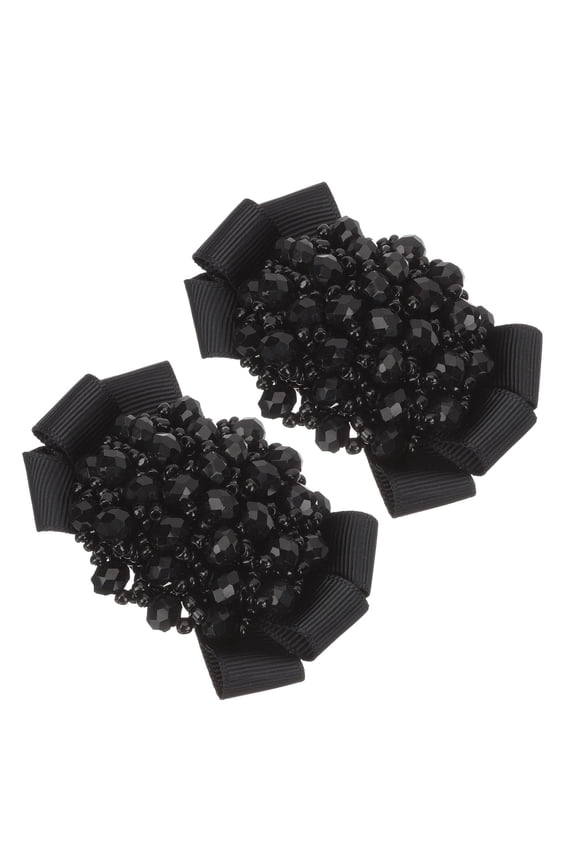 Black Crystal Shoe Clips for High Heels Flats Boots with Elegant Bow Design Accessories