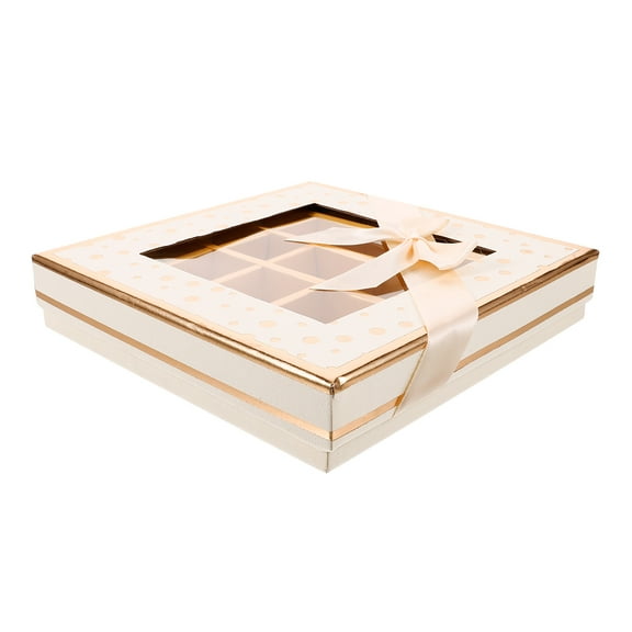 MERRYHAPY Elegant Beige Chocolate Candy Packaging Box with Ribbon Bow for Wedding, Birthday, Party, and Celebration